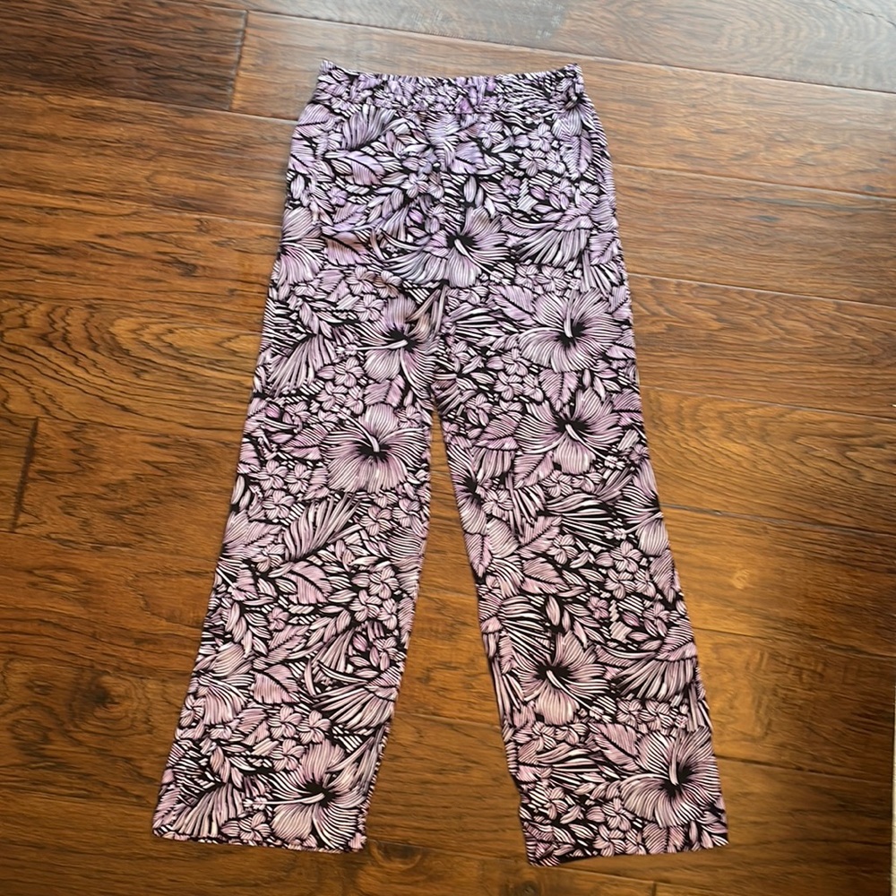 Worthingnton floral pattern wide leg pant trouser size medium